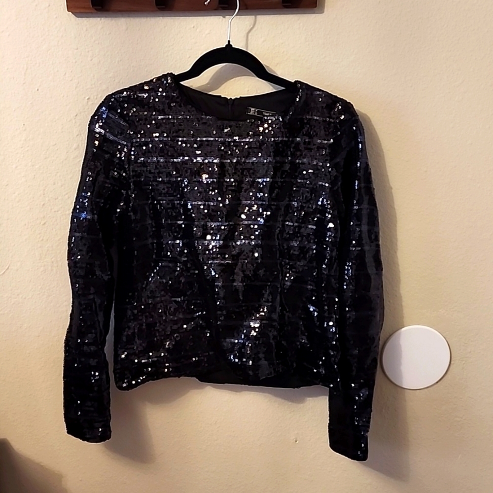 Zara Trafaluc Sequins Long Sleeve Top